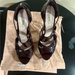 Miu Miu Women's Burgundy Patent Leather Heels